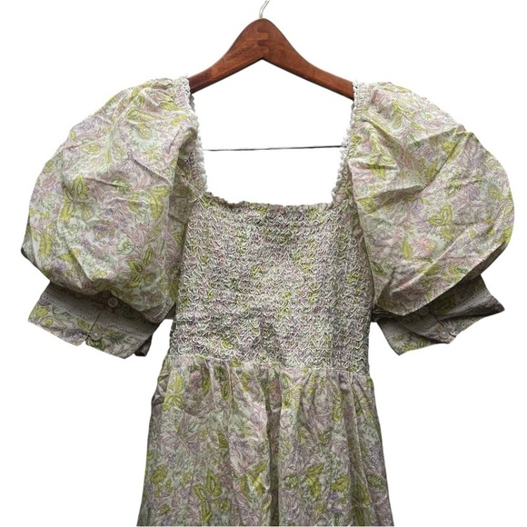Anthropologie Love The Label Boho Cottagecore Floral Puff Sleeve Mini Dress S - Picture 7 of 13